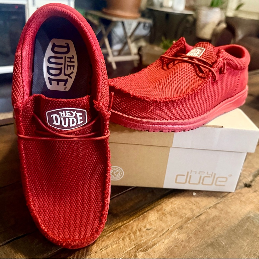 Hey Dude Bold Red Loafers